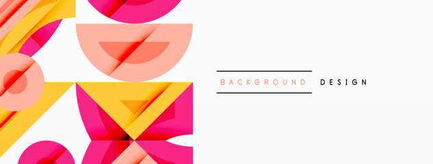 Aufkleber - Abstract geometric background with shapes, featuring circular and rounded elements. Bold contrast, smooth gradients, dynamic composition, futuristic style
