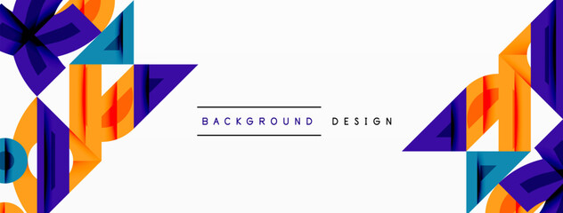 Poster - Abstract geometric background with shapes, featuring circular and rounded elements. Bold contrast, smooth gradients, dynamic composition, futuristic style