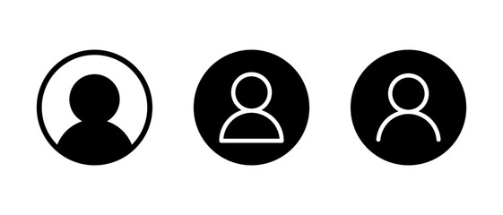 Aufkleber - Login avatar outline icon set on black circle. Default profile sign symbol