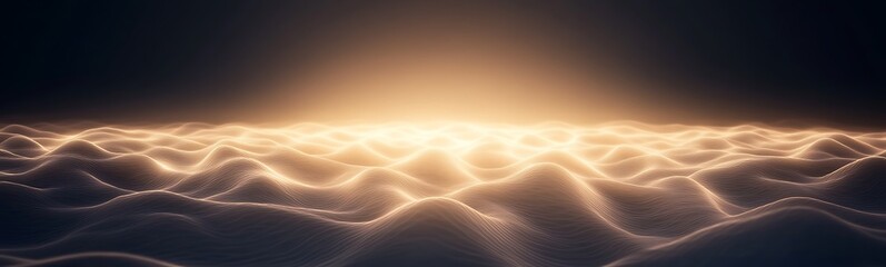 Fototapete - Illuminated waves create a serene and ethereal landscape at dawn.
