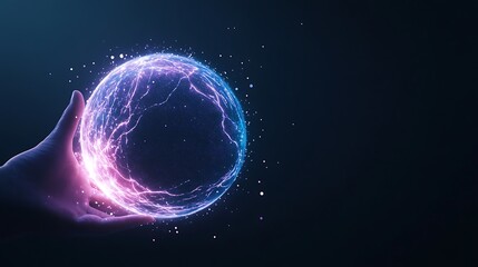 Aufkleber - A glowing energy sphere held in a hand against a dark background, symbolizing power and innovation.