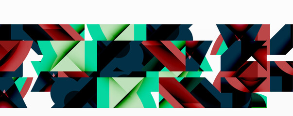 Poster - Abstract geometric composition with interlocking circular and angular shapes, featuring smooth gradients and sharp contrasts on a white background
