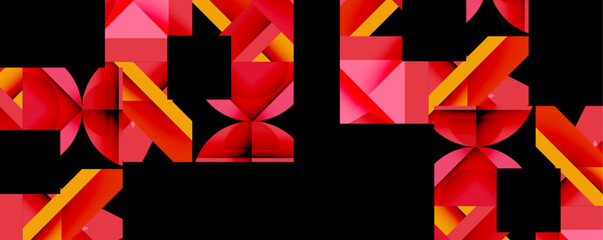 Poster - Abstract geometric composition with interlocking circular and angular shapes, featuring smooth gradients and sharp contrasts on a white background
