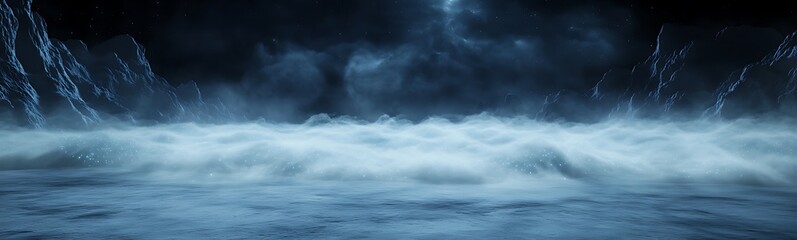 Aufkleber - Mysterious waves crashing under a dark, moody sky, creating a dramatic seascape.