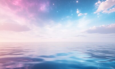 Aufkleber - Calm ocean scene with a pastel sky reflecting on tranquil water.