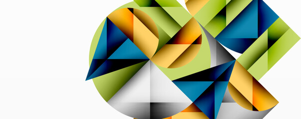 Aufkleber - Modern abstract composition with layered circles and angular segments featuring gradients, transparency effects, and a structured geometric layout