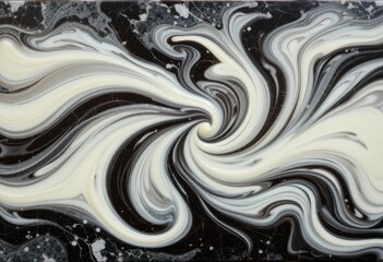 Poster - Abstract Black and White Swirl Pattern with Smooth Flowing Lines