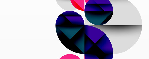 Aufkleber - Modern abstract composition with layered circles and angular segments featuring gradients, transparency effects, and a structured geometric layout