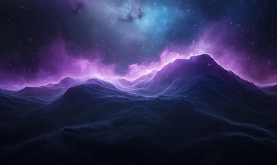Aufkleber - Vibrant cosmic landscape with colorful nebulae and mountain-like formations under a starry sky.
