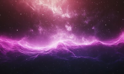 Poster - Vibrant cosmic scene featuring swirling pink and purple clouds amidst a starry background.