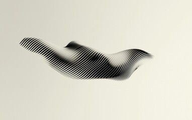 Poster - Abstract Black Particle Wave on Beige Background