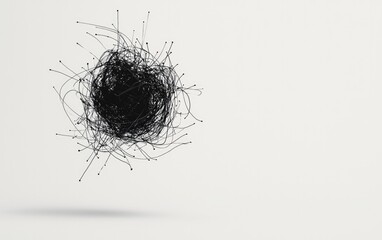 Fototapete - Black Particle Sphere On Grey Background