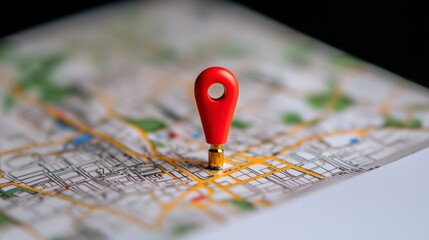 Poster - Red Geolocation Pin on City Map  Travel  Navigation  Location