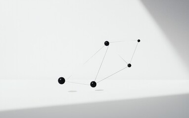 Poster - Abstract 3D Molecular Structure With Black Spheres On White Surface