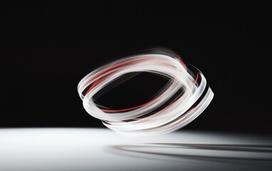 Fototapete - Abstract Swirling White And Red Light Trails On Dark Background