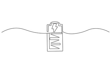 Wall Mural - continuous one line drawing of battery charging. single line drawing illustration of battery chargin