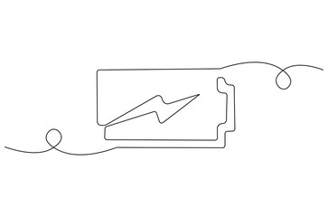 Wall Mural - continuous one line drawing of battery charging. single line drawing illustration of battery chargin