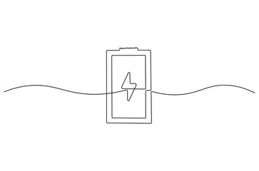 Wall Mural - continuous one line drawing of battery charging. single line drawing illustration of battery chargin