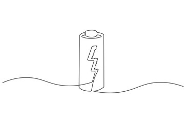 Wall Mural - continuous one line drawing of battery charging. single line drawing illustration of battery chargin