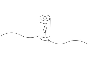 Wall Mural - continuous one line drawing of battery charging. single line drawing illustration of battery chargin