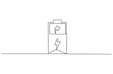 Wall Mural - continuous one line drawing of battery charging. single line drawing illustration of battery chargin
