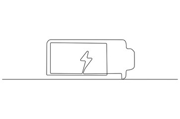 Wall Mural - continuous one line drawing of battery charging. single line drawing illustration of battery chargin