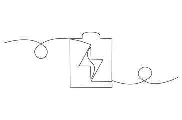Wall Mural - continuous one line drawing of battery charging. single line drawing illustration of battery chargin