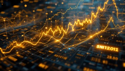 Poster - Dynamic Financial Chart with Trend Lines and Data Visualization Elements