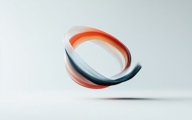 Poster - Abstract Orange and Blue Pixel Swirl on White Background