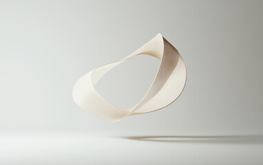 Poster - 3D Render of Mobius Strip with Ornate Pattern on Cream Background