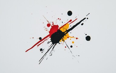 Poster - Red Yellow And Black Paint Splatter On White Background