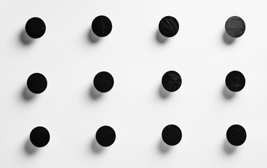 Poster - Twelve Black Dots Grid Pattern On White Background