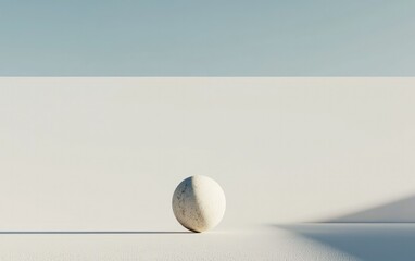 Poster - White Speckled Sphere On White Surface With Shadow