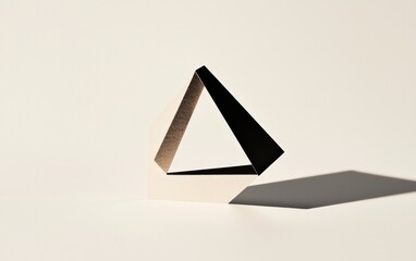 Poster - Abstract Beige and Black Triangle on White Background