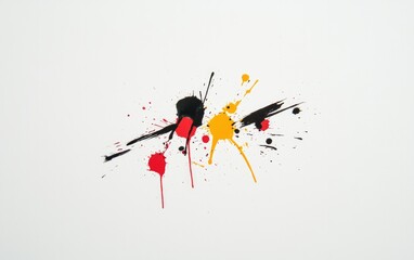 Poster - Red Yellow Black Ink Splatter on White