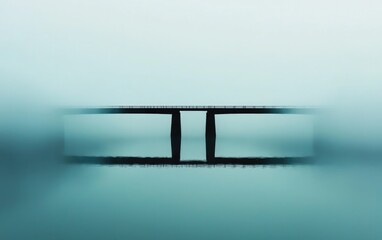 Poster - Abstract Teal Blurred Bridge Reflection