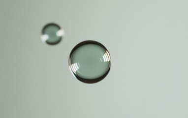 Poster - Translucent Spheres Reflecting Light Against Muted Green Backdrop