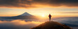 © Sung Hwan Kim - silhouette of an athlete running on top of a mountain,