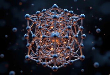 Poster - Abstract 3D Structure of Atoms with Glowing Connections in Space