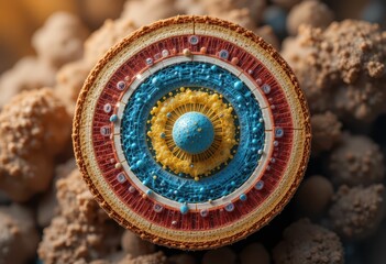 Poster - Intricate Detailed Structure of a Cell with Vibrant Colors and Patterns