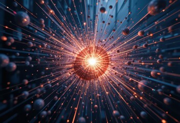 Poster - Vibrant Burst of Energy from Central Sphere in Digital Space