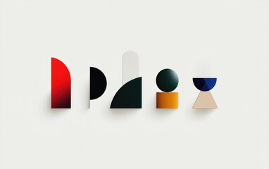 Poster - Abstract Geometric Shapes on White Background