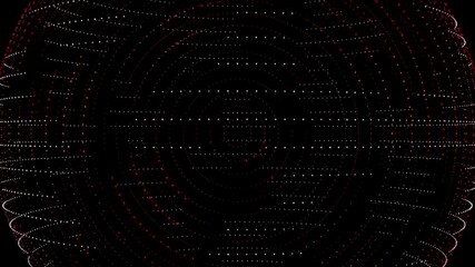 Poster - White and red small square dots abstract circular retro background. Square Abstract Texture
