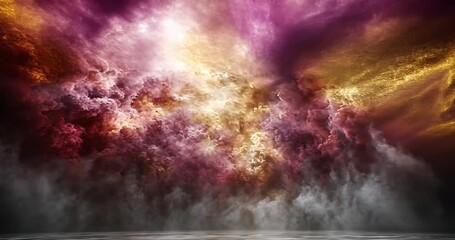 Wall Mural - Dramatic sky with vibrant clouds, empty space, for product presentation