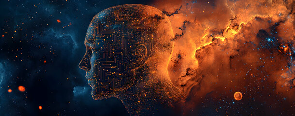 Wall Mural - A digital artwork combining elements of artificial intelligence .
