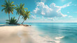 © Its - tropical island with palm trees leaving copy space ai