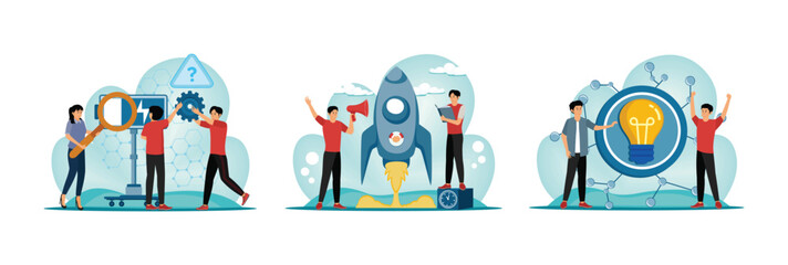 Poster - teamwork solving complex problems. combining different talents. teamwork result.
