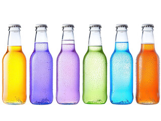 Wall Mural - icecold soda bottles with refreshing condensation, a stunning visual of six fizzy drinks