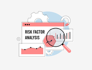 Poster - Risk factor analysis and prediction model for effective risk management. Data-driven risk assessment, forecasting and decision-making with advanced analytics and monitoring tools vector illustration