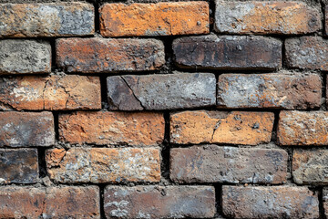 Aufkleber - A weathered brick wall, showing age and texture with varying colors and cracks.